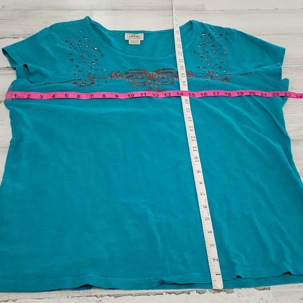 Ariat Teal Embellished Women's Top - Picture 5 of 6